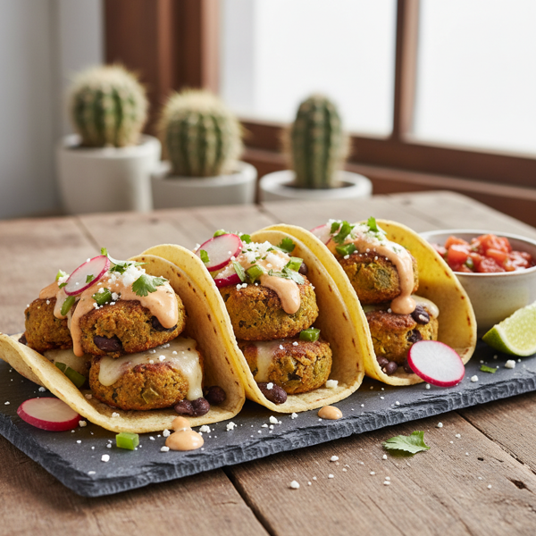 Santa Fe Bean & Cheese Falafel Tacos recipe