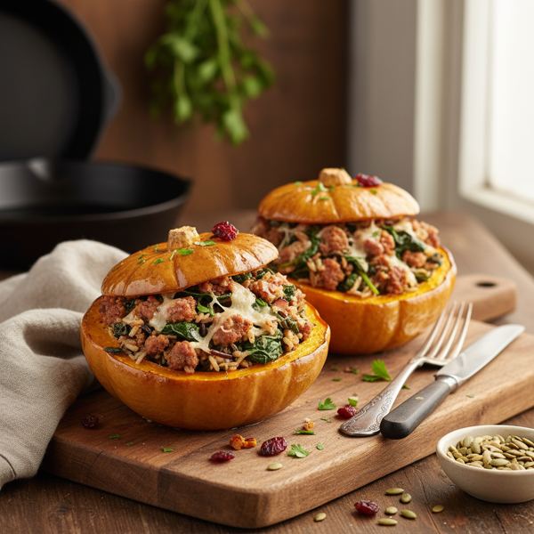 Sausage-Stuffed Acorn Squash recipe