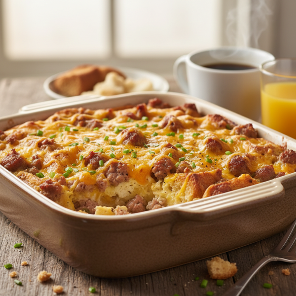Sausage & Cheddar Breakfast Casserole recipe