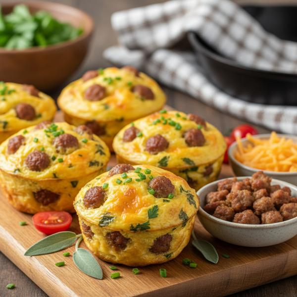 Sausage & Cheddar Crustless Quiche Muffins