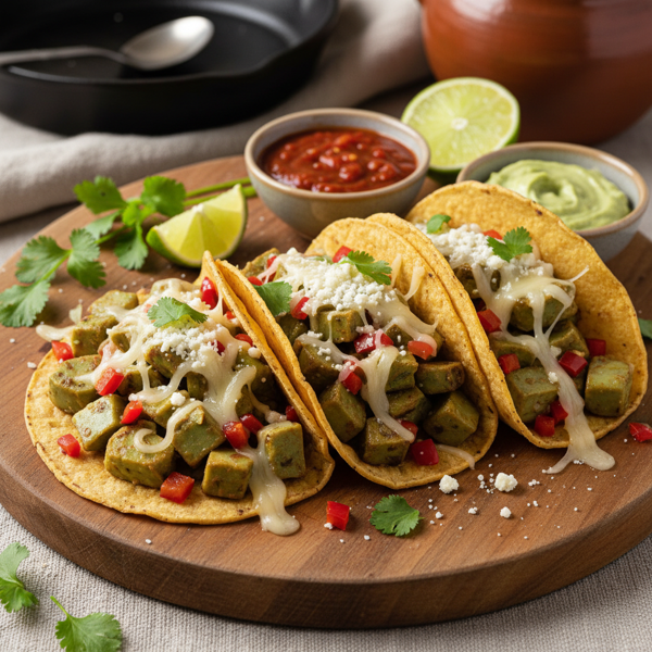 Sautéed Cactus Tacos with Monterey Jack recipe