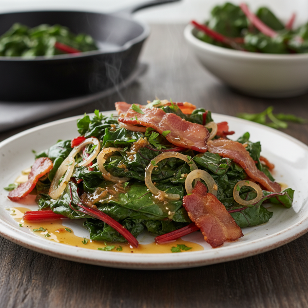 Sautéed Chard with Bacon Vinaigrette recipe