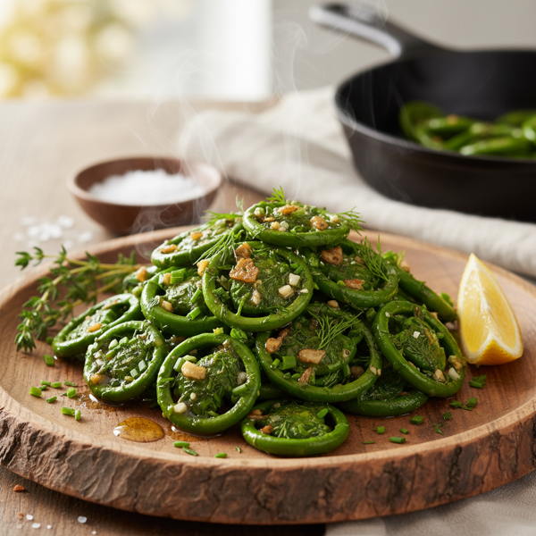 Sautéed Fiddlehead Ferns with Herb-Infused Garlic Butter recipe