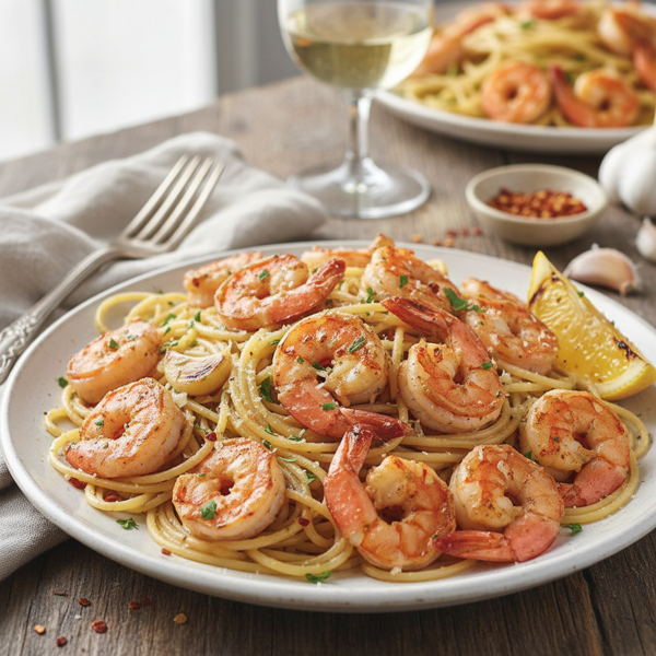 Sautéed Garlic Shrimp with Spaghetti recipe