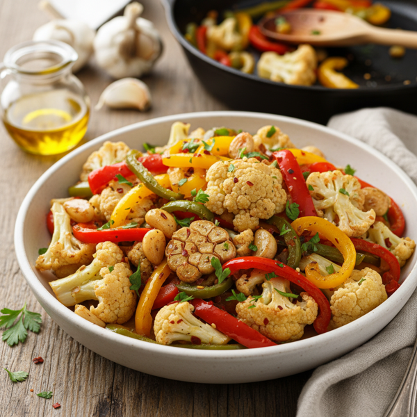 Sautéed Garlic and Bell Pepper Cauliflower recipe