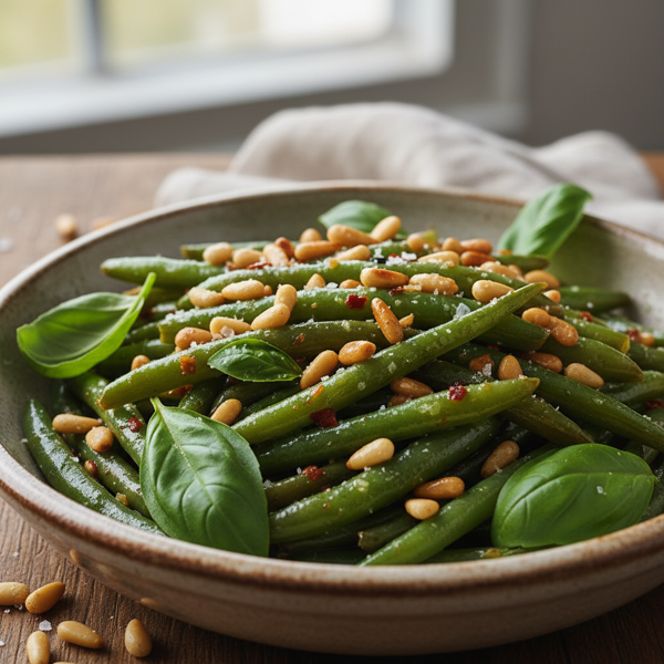 Sautéed Green Beans with Toasted Pine Nuts and Fresh Basil recipe