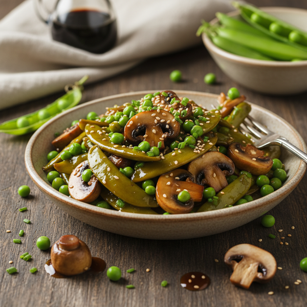 Sautéed Green Peas and Mushrooms with Soy Glaze recipe