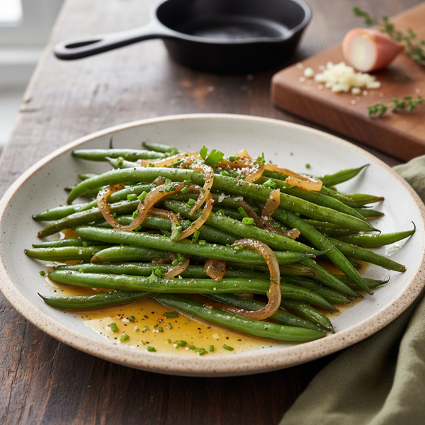 Sautéed Haricots Verts with Lush Shallot Vinaigrette recipe