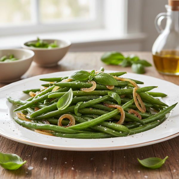 Sautéed Haricots Verts with Shallots and Basil recipe