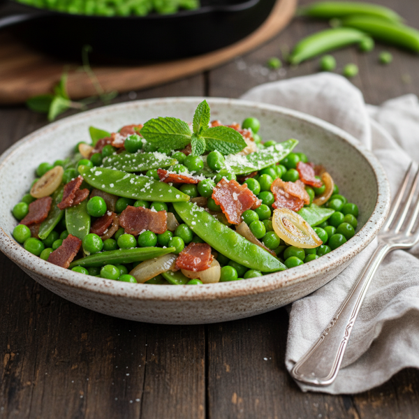 Sautéed Peas with Prosciutto and Shallots recipe