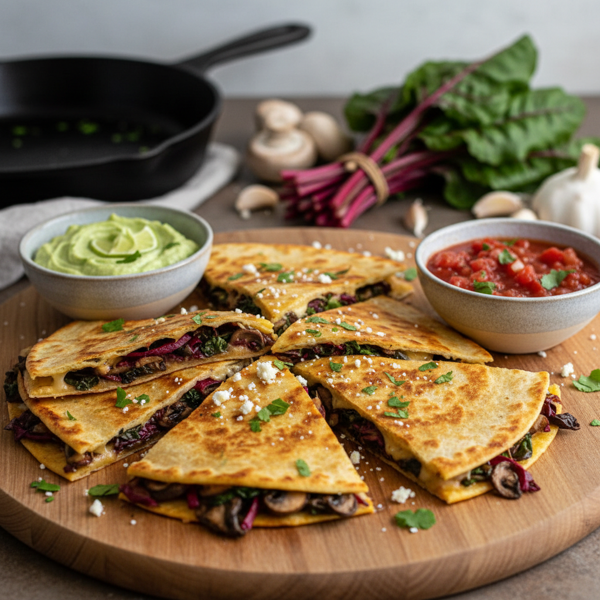 Sautéed Red Chard and Mushroom Quesadillas recipe