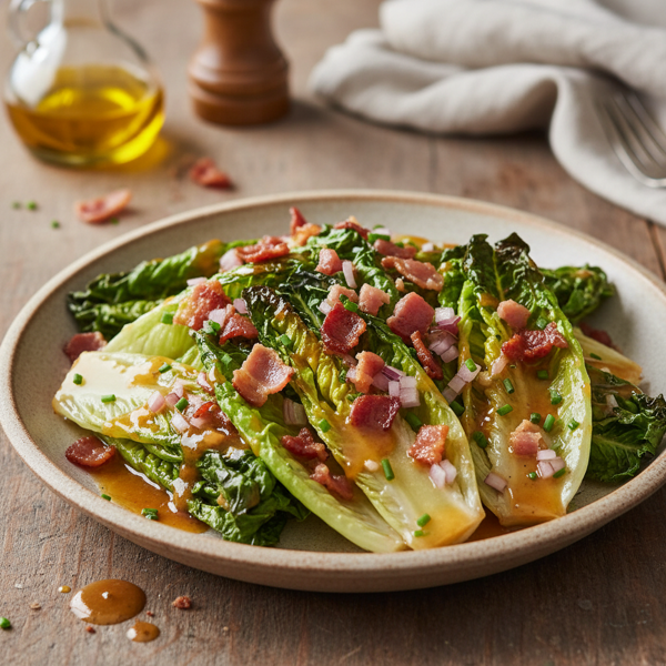 Sautéed Romaine with Smoky Bacon Vinaigrette recipe