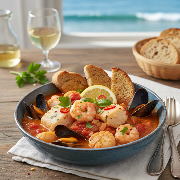 Savor the Coast: Low-fat Mediterranean Seafood Stew recipe