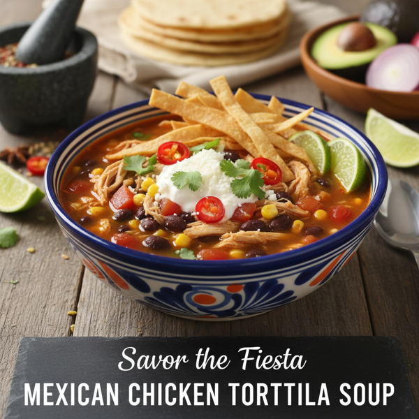 Savor the Fiesta: Mexican Chicken Tortilla Soup recipe