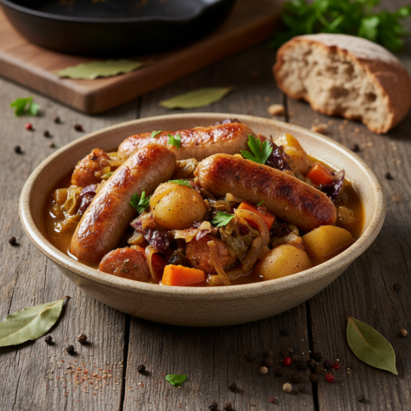 Savor the Flavor: Hearty Cabbage and Sausage Delight recipe