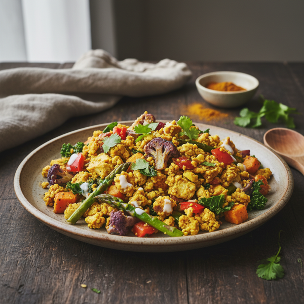 Savorful Curried Tofu Scramble with Seasonal Veggies recipe