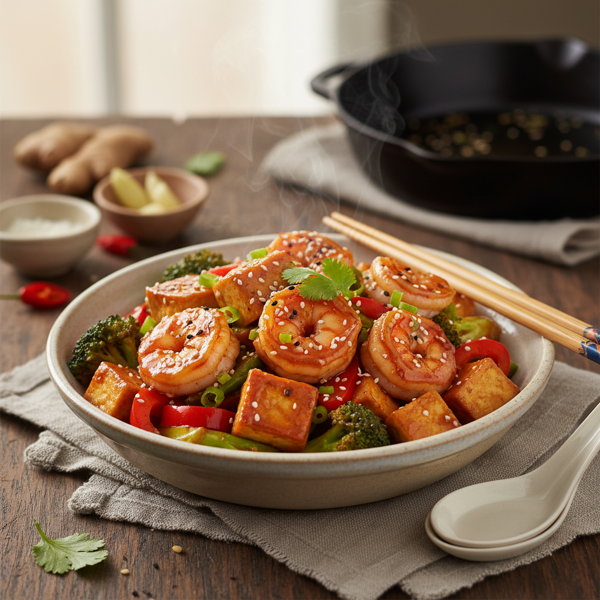 Savoring Shrimp and Tofu Medley recipe