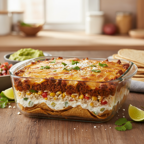 Savory 5-Ingredient Layered Mexican Delight (No Beans) recipe