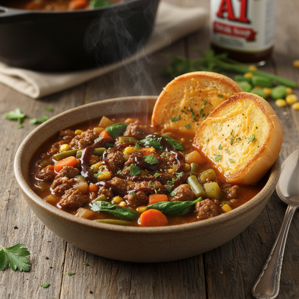 Savory A1 Hamburger Veggie Soup recipe