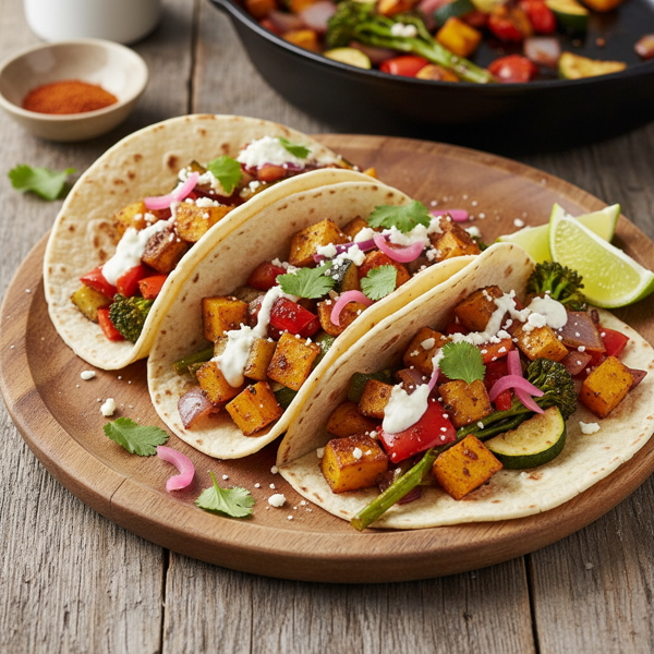 Savory Acorn Squash Tacos with Roasted Veggies recipe