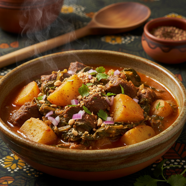 Savory African Potato & Greens Stew recipe