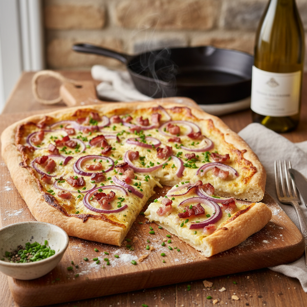 Savory Alsatian Tart (Tarte Flambée) recipe