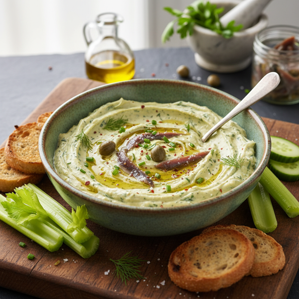 Savory Anchovy Herb Dip recipe