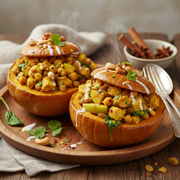 Savory Apple-Curry Stuffed Acorn Squash recipe