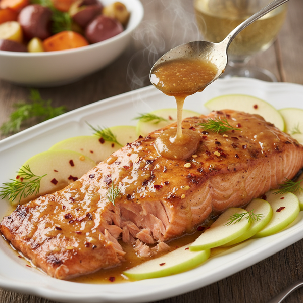 Savory Apple-Horseradish Glazed Salmon recipe
