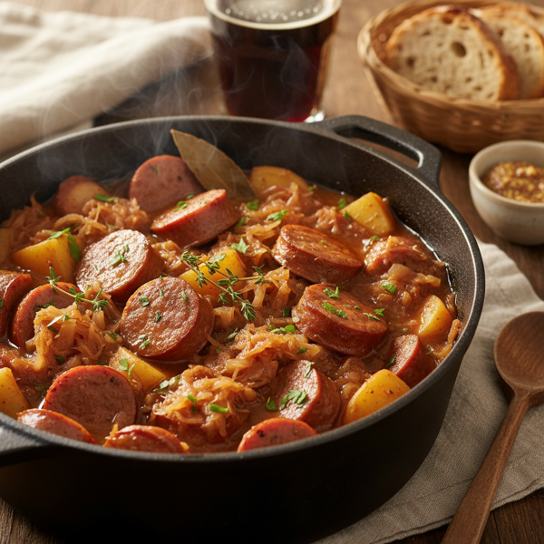 Savory Apple-Sauerkraut Kielbasa Stew recipe