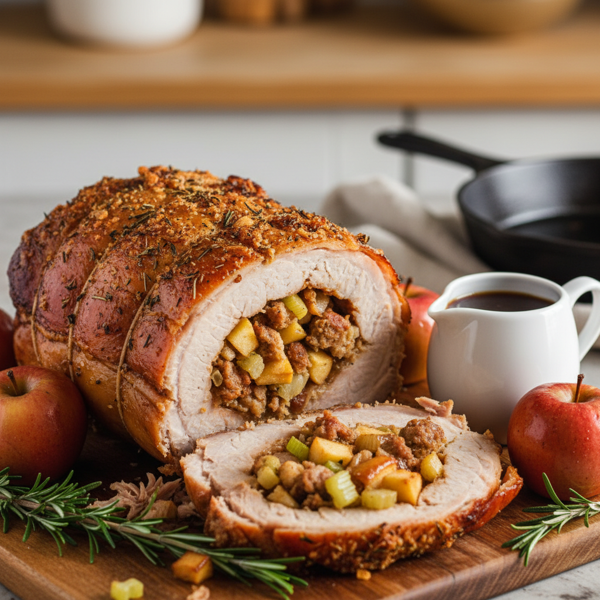 Savory Apple-Stuffed Pork Shoulder recipe