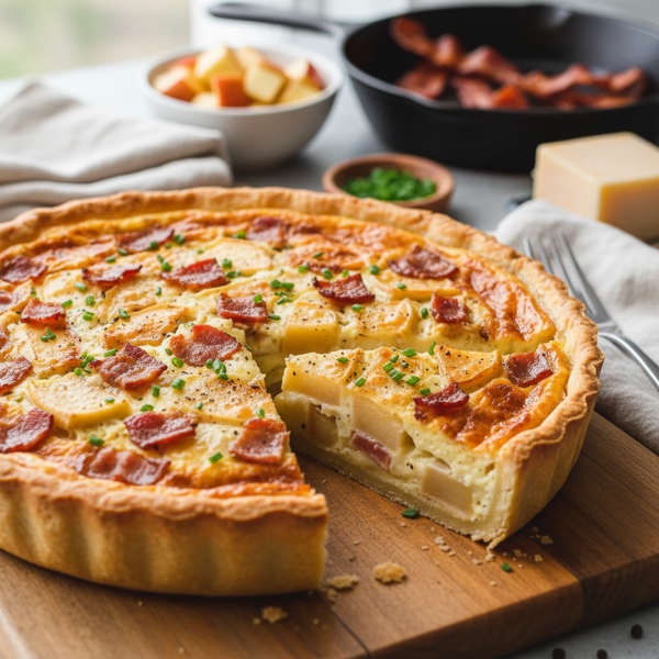 Savory Apple, Bacon, and Gouda Quiche recipe