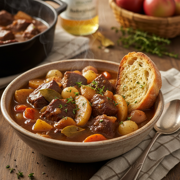 Savory Apple Cider Beef Stew recipe