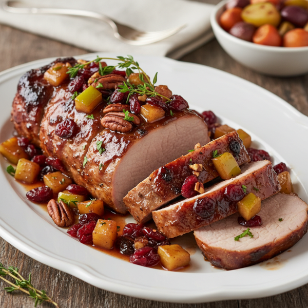 Savory Apple Cranberry Glazed Pork Tenderloin recipe
