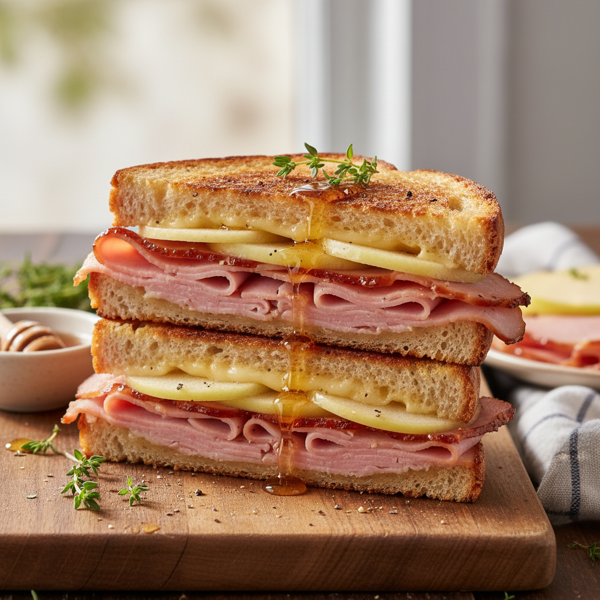 Savory Apple & Honey Ham Cheddar Panini Delight recipe