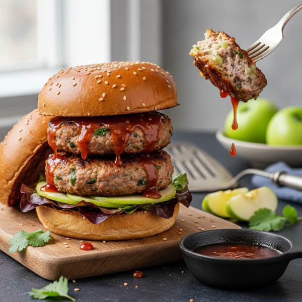 Savory Apple & Turkey Burgers with Sweet Chili Glaze recipe