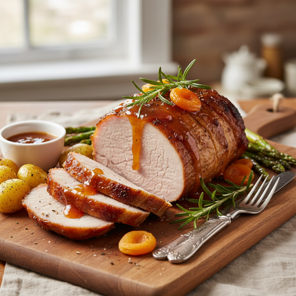 Savory Apricot-Rosemary Glazed Pork Loin recipe