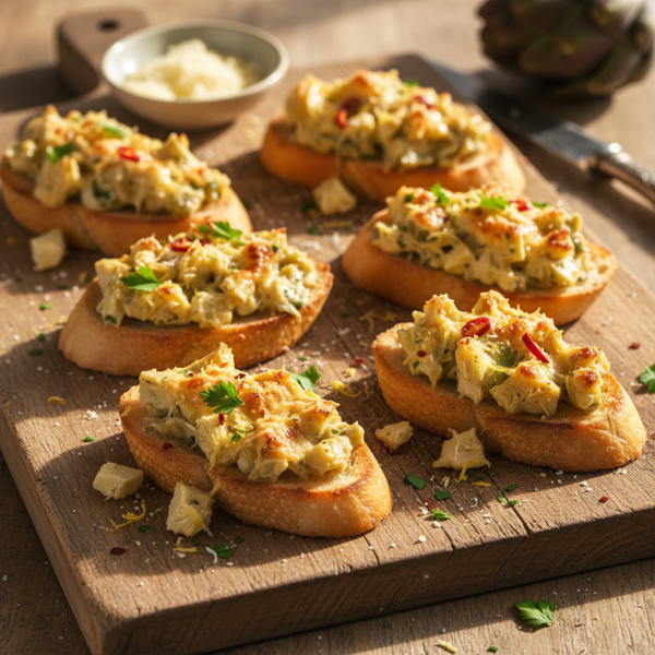 Savory Artichoke Parmesan Crostini recipe