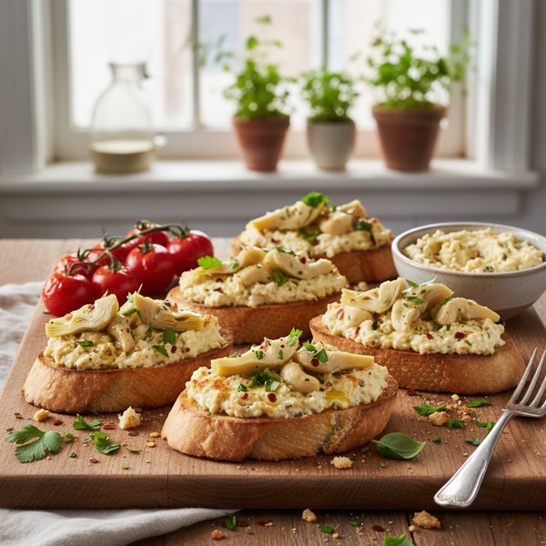 Savory Artichoke & Cashew Cheeze Crostini recipe