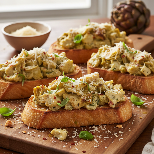Savory Artichoke & Parmesan Toasts recipe