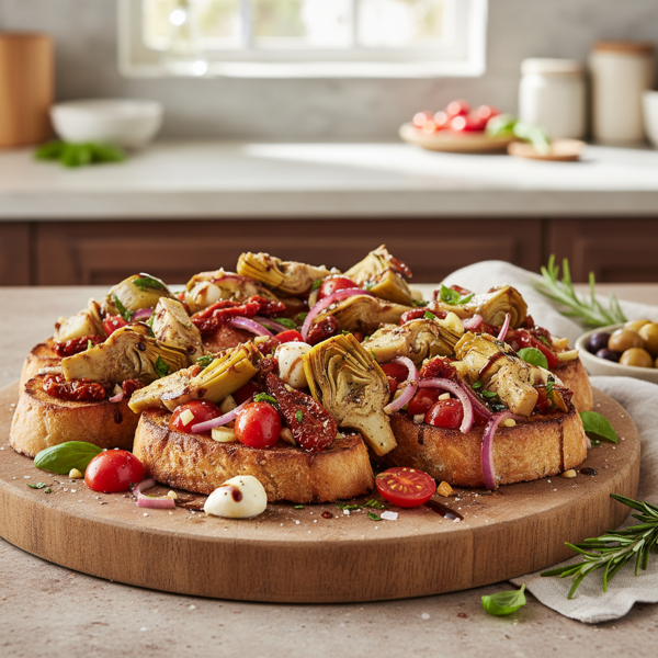 Savory Artichoke & Tomato Bruschetta Delight recipe