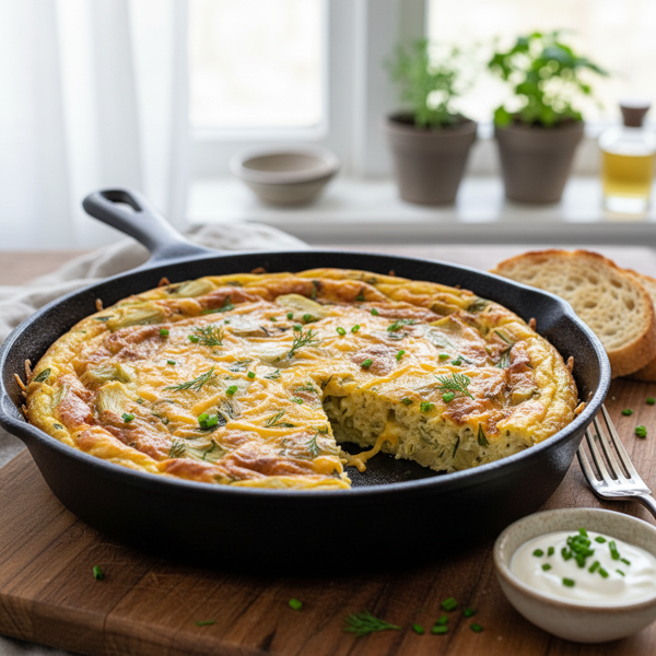Savory Artichoke and Cheddar Frittata recipe