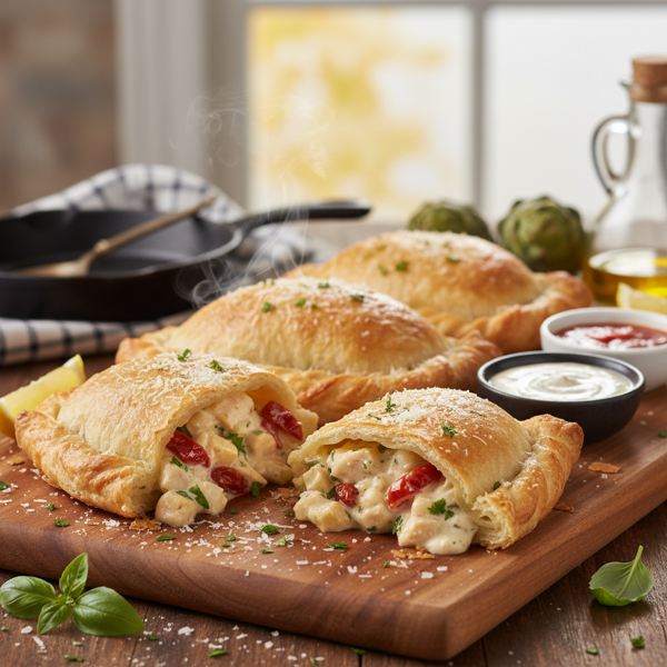 Savory Artichoke and Chicken Calzones recipe