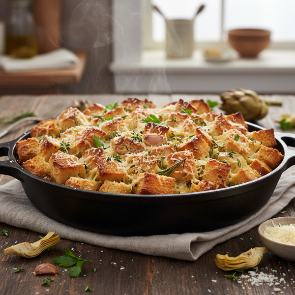Savory Artichoke and Parmesan Sourdough Stuffing recipe