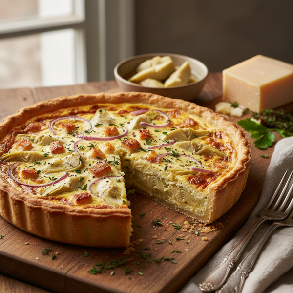 Savory Artichoke and Smoked Gouda Quiche recipe