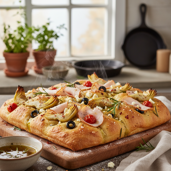 Savory Artichoke and Turkey Focaccia Delight recipe