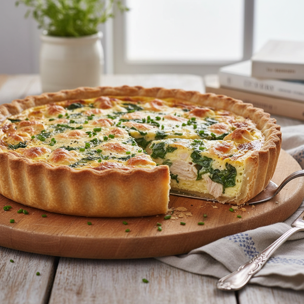Savory Asiago Chicken & Spinach Quiche recipe