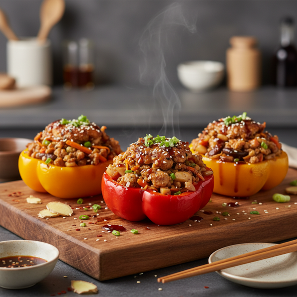 Savory Asian-Inspired Chicken-Stuffed Bell Peppers recipe