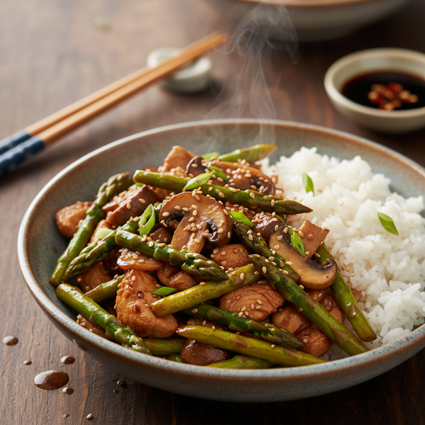 Savory Asian-Style Asparagus and Mushroom Stir-Fry recipe
