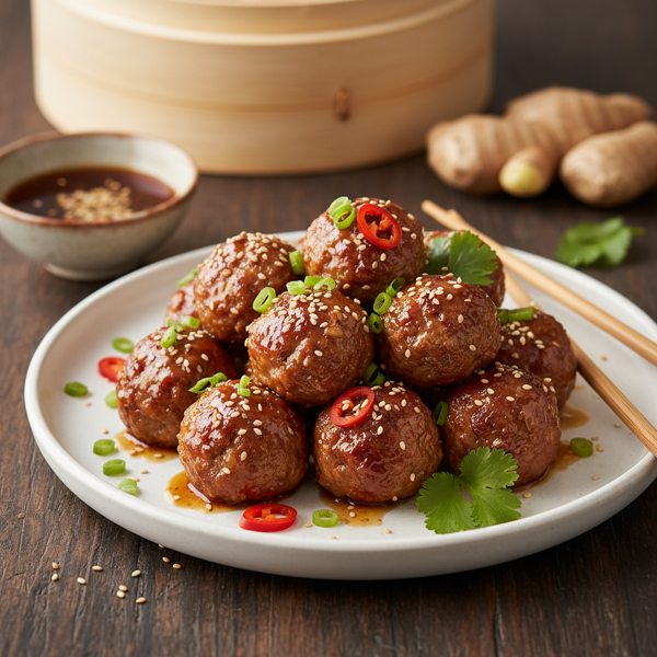 Savory Asian-Style Mini Meatballs recipe